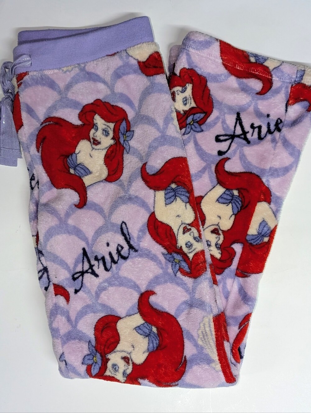 Disney The Little Mermaid Ariel Fleece Pajama Pants Purple Lavender Fluffy Large